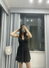 妙奕嘉泳衣女2025新款游泳衣連體顯瘦遮肚子泳裝成人女士性感海邊沙灘裙 掛脖綁帶連體裙式泳衣【黑色】 均碼 【建議85-120斤】 曬單實(shí)拍圖