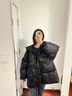 ELLE90鵝絨黑色寬松連帽鵝絨服女2024冬季新款高級感氣質(zhì)保暖外套 黑色 S 曬單實拍圖