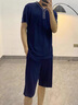Charm Kendo官網睡衣男夏季蘭精莫代爾男士睡衣居家服短袖短褲可外穿青年套裝 藏青 送老公實用高級感 XL(125-150) 曬單實拍圖