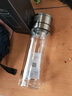 ZSR雙層高硼硅玻璃杯一鍵開蓋茶水分離鋼化玻璃茶杯防摔保溫水杯  雙層杯身 8倍厚底灰鋼蓋1500ml 曬單實(shí)拍圖