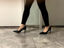 惠奴比新款小個(gè)子氣質(zhì)紅底裸色高跟鞋女尖頭漆皮細跟單鞋 黑色杏色內里紅底[] 6cm 37 【不累.腳】 曬單實(shí)拍圖