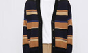 PORTS 寶姿秋冬新品60周年系列針織長(zhǎng)袖開衫毛衣LM9K052JKW022 NAVY STRIPE XL 曬單實(shí)拍圖