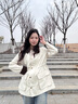獨束大碼女裝2025新款春季撞色抽繩一手長(cháng)風(fēng)衣復古收腰顯瘦外套女 米灰色 L (尺碼：2) 曬單實(shí)拍圖