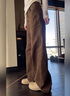 NEW OR MODE日系復(fù)古微喇牛仔褲男秋冬潮牌vibe高街褲子痞帥闊腿寬松直筒長(zhǎng)褲 深棕色 XL 曬單實(shí)拍圖