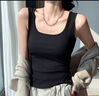 妙奕嘉棉質(zhì)吊帶背心女士可外穿美背黑白色打底背心無袖吊帶內(nèi)搭打底衫 棉質(zhì)U領(lǐng)螺紋背心【黑】100-140斤 曬單實拍圖