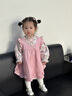 幼歌（YOUGE）【juju的花園】嬰幼兒春季品小花印花粉嫩碎花連衣裙套裝 粉色 罩衫 80 cm 曬單實(shí)拍圖