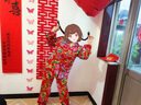 云薔東北大棉襖套裝 大花布套裝上衣伴娘服生日年聚會(huì )男女同款 紅色上衣+褲子 紅色 L 170(125~140斤) 曬單實(shí)拍圖