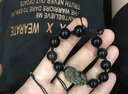 潮之夢(mèng)7A彩虹眼黑曜石貔貅手鏈男女同款金曜石情侶手串可調節手繩 金曜石款12mm珠子 曬單實(shí)拍圖