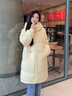 香影黃色連帽羽絨服女中長(cháng)款2025冬季新款白鴨絨高級感小個(gè)子外套 黃色 S 曬單實(shí)拍圖