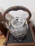 Bylure品牌玻璃蒸煮茶壺耐高溫泡茶燒水壺野生山核桃木煮茶器電陶爐套裝 A-66透明+核桃木紋爐 900ml 曬單實(shí)拍圖