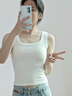 浪莎高彈力遮副乳黑色女士吊帶春夏季粗螺紋顯瘦遮肉內(nèi)搭打底白色背心 ·【1件白色】·高彈力螺紋 2XL （140-160斤可穿） 曬單實(shí)拍圖