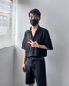 GLM短袖襯衫男夏季韓版寬松七分袖透氣潮流冰絲百搭半袖港風(fēng)襯衫 曬單實(shí)拍圖