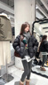 GARNUO泡芙格子短款羽絨服女輕薄白鴨絨2025冬季新款加厚圓領面包服外套 黑色 S 曬單實拍圖