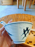 溥畔碗1個(gè)裝斗笠復(fù)古碗家用高顏值陶瓷飯碗個(gè)人專(zhuān)用餐具面碗日式湯碗 5英寸錘影喇叭碗-赤藍(lán) 曬單實(shí)拍圖
