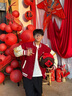 BJHG不計后果紅色棒球服男款秋季2025新款潮牌呢子外套美式夾克上衣女 朱纓紅 XL 曬單實(shí)拍圖