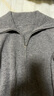 金菊100%綿羊毛女毛衣秋冬新款大翻領(lǐng)拉鏈開(kāi)衫時(shí)尚保暖女裝短外套上衣 灰色 M (160/84A) 曬單實(shí)拍圖