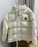 Champion冠軍連帽羽絨服男新款潮牌情侶外套美式復(fù)古保暖 米白色 M  曬單實(shí)拍圖