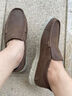 名郎（MELLEN）男鞋新款真皮舒適懶人鞋耐磨防滑一腳蹬休閑樂(lè )福鞋男時(shí)尚男鞋厚底 棕色 40 曬單實(shí)拍圖