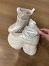 達芙妮（DAPHNE）厚底雪地靴女內增高鞋冬季加絨2024新款魔術(shù)貼女鞋保暖東北大棉鞋 米白色跟高10CM 34 曬單實(shí)拍圖