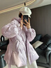 MAXRIENY精致優(yōu)雅鴨絨羽絨服女收腰系帶設計保暖連帽外套 紫色 M 曬單實(shí)拍圖