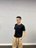 米詩(shī)德（MISHIDE）硬漢風(fēng)格t恤男修身顯肌肉健身亨利衫夏季短袖型男商務(wù)通勤上衣 黑色 2XL 建議150-190斤 曬單實(shí)拍圖