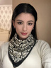 絲巾女士春夏磁吸扣三角巾護頸小方巾秋冬保暖圍脖圍巾送女生禮物 柔美山茶花 曬單實(shí)拍圖