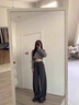 棉致窄版運(yùn)動(dòng)香蕉闊腿褲子女春秋季2025新款寬松休閑小個(gè)高腰直筒衛(wèi)褲 奶茶色【633高品質(zhì)26.5】 L 105-120斤 曬單實(shí)拍圖