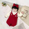 優(yōu)奇女寶寶連體衣服春秋季新款嬰兒衣服公主哈衣紅色滿(mǎn)月百天周歲禮服 紅色連體衣+發(fā)帶+襪子 66cm 曬單實(shí)拍圖
