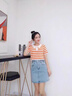 矜持范2025春夏新款牛仔半身裙女學(xué)生韓版短裙高腰松緊淺色修身牛仔裙 藍(lán)色 L 曬單實拍圖