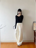 玖姿·安娜蔻簡(jiǎn)約輕運動(dòng)莫代爾空氣層寬松闊腿休閑褲女2025春季新款 米白 XS 曬單實(shí)拍圖