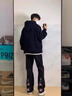 肯奈迪微喇牛仔褲男士秋冬款高街復(fù)古vibe修身直筒拉鏈彎刀休閑長(zhǎng)褲子男 黑色-牛仔褲-褲腳拉鏈星星款 2XL 【170-180cm】 曬單實(shí)拍圖