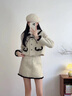 她芙（tafu）品牌女裝小香風(fēng)連衣裙女2025春秋新款韓版氣質(zhì)拼接撞色短外套短裙 混米色黑邊外套+半裙 M 曬單實(shí)拍圖