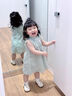 班喜迪女童旗袍連衣裙夏裝兒童中國風(fēng)漢服周歲寶寶禮服公主裙夏季小童裝 綠色 90 曬單實(shí)拍圖