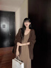 派吉鯊復(fù)古咖色毛衣外套女秋冬慵懶感寬松中長款針織開衫上衣 咖色 S 建議70-95斤 曬單實(shí)拍圖
