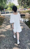 Jret日系甜美軟妹連衣裙女2024夏季新款寬松顯瘦小清新泡泡袖娃娃裙 白色 M 建議95-110斤 曬單實(shí)拍圖