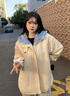 gxmy羊羔絨棉服男冬季外套男士潮牌寬松連帽棉衣服男裝加絨厚棉襖套裝 綠色棉衣+白毛衣+加絨灰色衛(wèi)褲 XL 建議130-150斤 曬單實(shí)拍圖