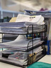 辦公桌面文件收納置物架金屬文件架三層四層橫式書桌辦公室用品資料架檔案架整理收納筐文件盤文件座籃框 典雅黑雙聯(lián)一體整裝 曬單實拍圖
