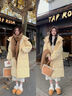 amber heey韓版大口袋白鴨絨羽絨服女2025新款中長(cháng)款高端連帽保暖女士外套 奶黃色 S 推薦(80-125斤） 曬單實(shí)拍圖