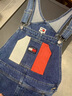TOMMY JEANS【闊腿背帶褲】女裝美式復(fù)古潮流拼色寬松牛仔背帶褲18208 牛仔藍(lán)1A5 XS 曬單實(shí)拍圖