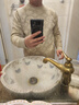 卡賓男裝 發(fā)熱羊毛絨針織衫2024秋冬新款老花提花線衫寬松休閑H 杏色15 XL /180/52 曬單實(shí)拍圖