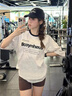 風采兔 100%棉韓版hiphop拼色條紋字母短袖t恤女2025學院高級感百搭上衣 白灰色 M 曬單實拍圖