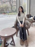 LAGOGO蕾絲白色長(cháng)袖打底衫女拉谷谷2025年春新款修身舒適T恤上衣 本白色 M 曬單實(shí)拍圖