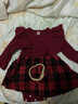 格素凡女童寶寶連衣裙哈衣秋冬嬰兒歐美紅色長(cháng)袖格子裙 主圖款 80 曬單實(shí)拍圖