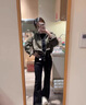魯雅爾黑色微喇叭牛仔褲女夏季新款高腰顯瘦辣妹胖mm小個(gè)子直筒闊腿褲子 黑色 常規(guī) M 建議90斤到110斤 曬單實(shí)拍圖