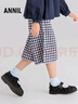 安奈兒（Annil）童裝女童梭織七分褲2025夏新款 藍白格 170 曬單實拍圖