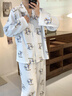 繆黛ins卡通唐老鴨睡衣女春秋季新款高級感長(cháng)袖長(cháng)褲可愛(ài)少女風(fēng)家居服 藍色 L (165) 曬單實(shí)拍圖