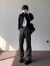 NYING美式微喇工裝褲子男25春秋季新款潮牌牛仔休閑褲大碼寬松直筒長褲 GK25165灰色 XL (130-150斤) 曬單實(shí)拍圖