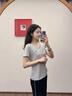 ELAND【臻棉T】衣戀T恤女簡(jiǎn)約風(fēng)v領(lǐng)匹馬棉舒適短袖上衣25夏季新款 灰色(15)Grey S /160 曬單實(shí)拍圖