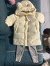 戴維貝拉（DAVE＆BELLA）小童長(zhǎng)款羽絨服三防兒童白鴨絨外套女童冬裝上衣新款男寶寶外衣 鵝黃色【現(xiàn)貨】 100cm 【充絨量119g】 曬單實(shí)拍圖