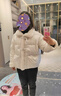 百圖betu女裝冬季新款羽絨服保暖拼接羊羔毛羽絨外套2410T04 米白 S 曬單實拍圖